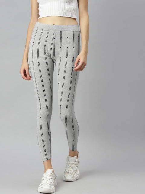 

Aarika Women Grey Striped Rapid Dry Slim-Fit Track Pant