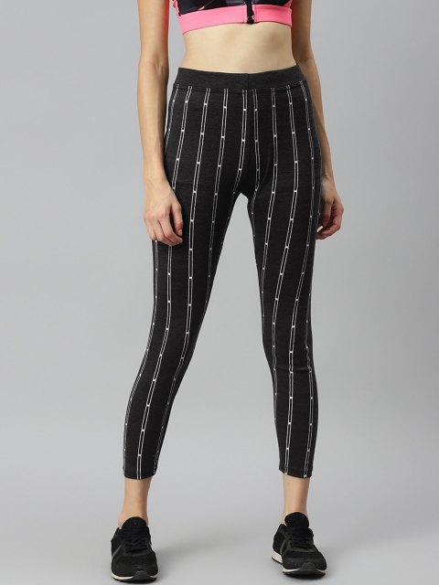 

Aarika Women Grey And White Striped Slim-Fit Rapid Dry Track Pant