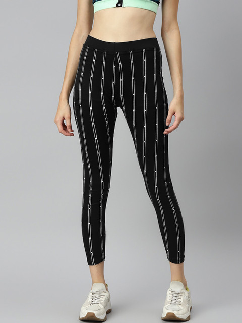 

Aarika Women Black Striped Slim-Fit Tights