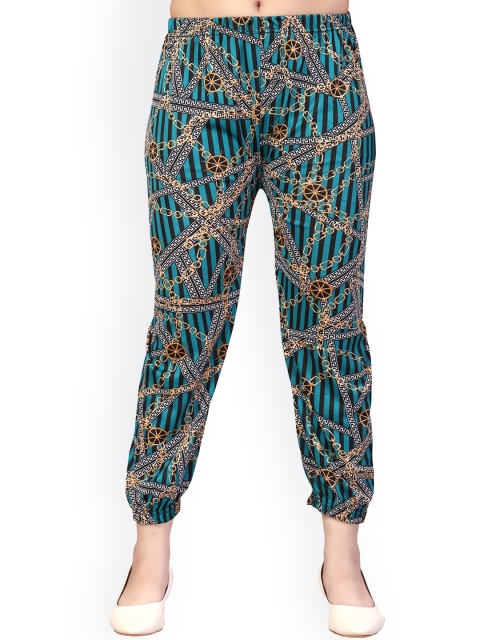

Aarika Girls Green Printed Cotton Relaxed-Fit Harem Pants