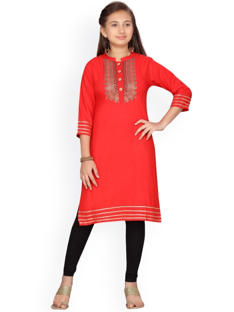 

Aarika Girls Red Gotta Patti Kurta
