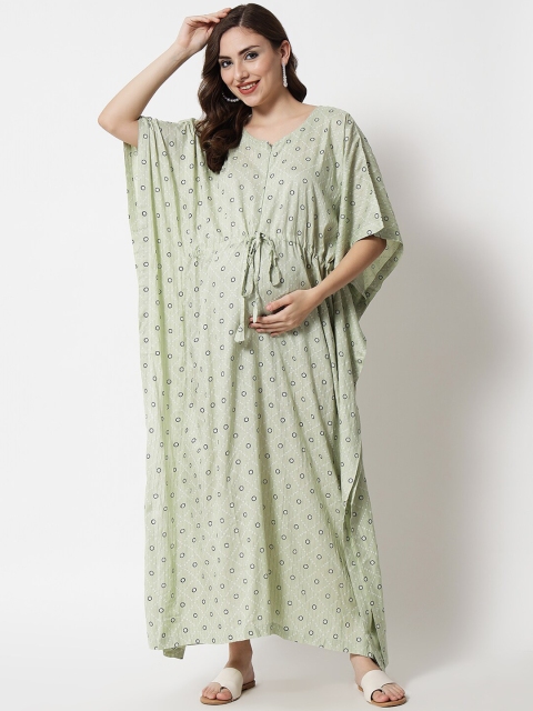 

Aujjessa Green Maternity Kaftan Maxi Dress