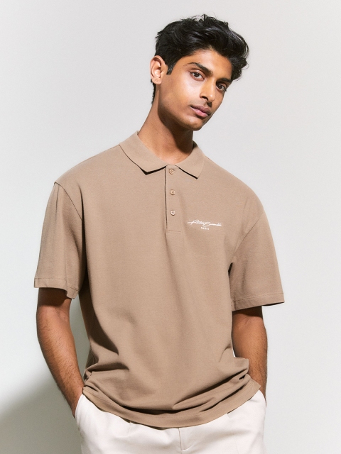 

H&M Men Beige Relaxed Fit Polo Shirt