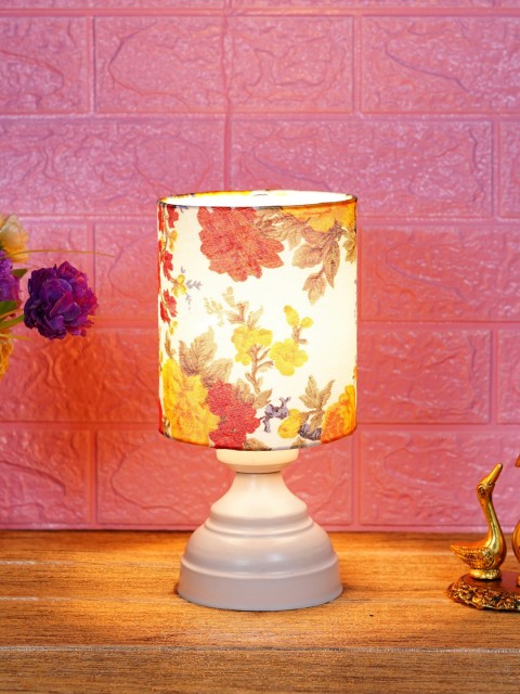 

foziq Unisex White Cylindrical Printed Table Lamp