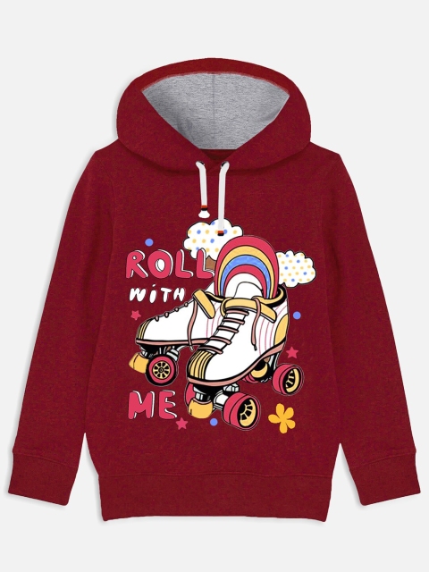 

Trampoline Girls Red Printed Hooded Sweatshirt