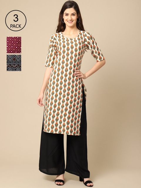 

Ethnic basket Women Multicoloured Ethnic Motifs Printed Block Print Crepe Kurta, Multi