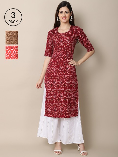 

Ethnic basket Women Multicoloured Geometric Printed Block Print Crepe Kurta, Multi