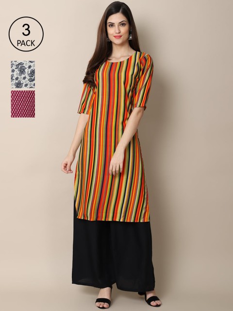 

Ethnic basket Women Multicoloured 3 Printed Crepe Kurta, Multi