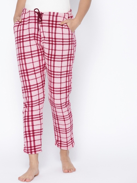 

Kanvin Women Pink & White Checked Lounge Pant