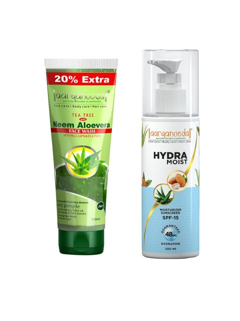 

Aryanveda Set Of 2 Tea Tree Face Wash & Hydra Moist Face & Body SPF15, Multi