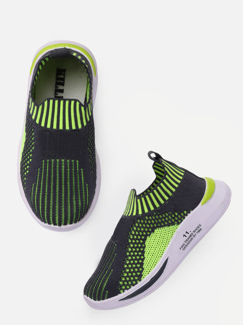 

YK Unisex Kids Charcoal Woven Design Slip-On Sneakers