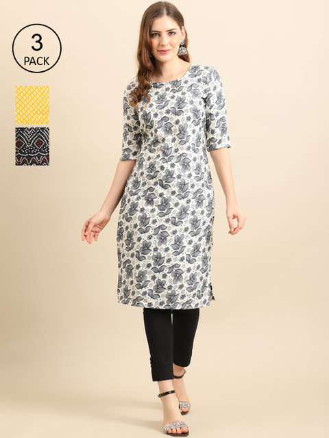 

Ethnic basket Women Multicoloured Geometric Printed Block Print Crepe Kurta, Multi