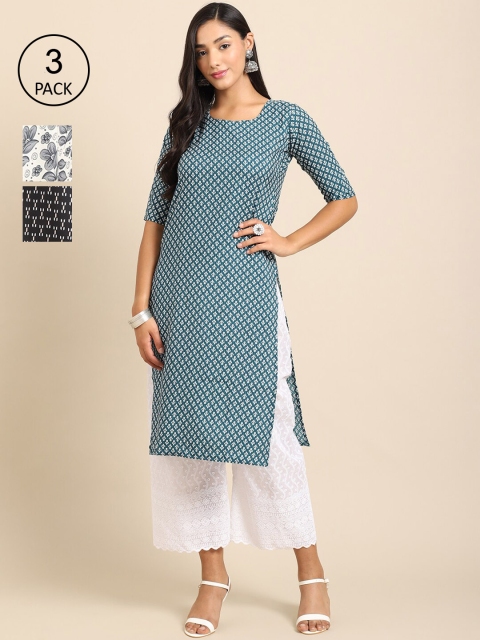 

Ethnic basket Women Multicoloured 3 Geometric Printed Crepe Kurta, Multi