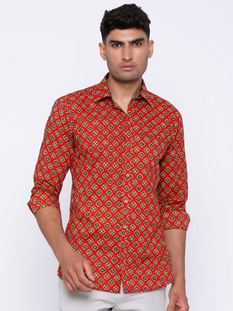 

Tistabene Men Red Comfort Printed Cotton Casual Shirt