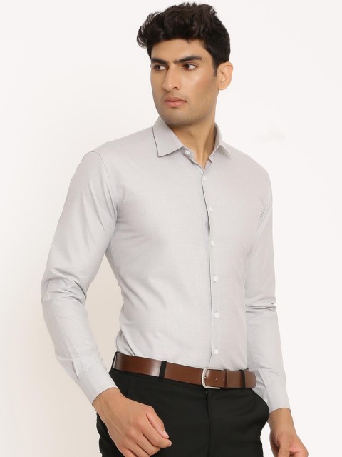 

Tistabene Men Grey Solid Comfort Cotton Shirt