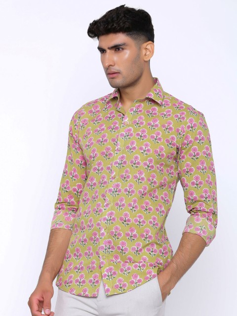 

Tistabene Men Green Comfort Floral Printed Casual Shirt