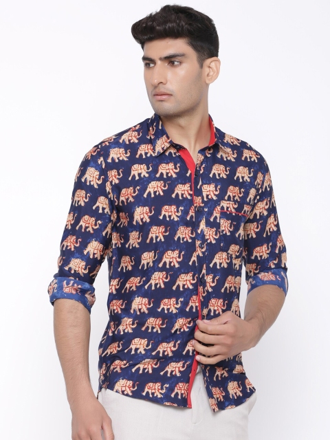 

Tistabene Men Blue Comfort Printed Casual Shirt