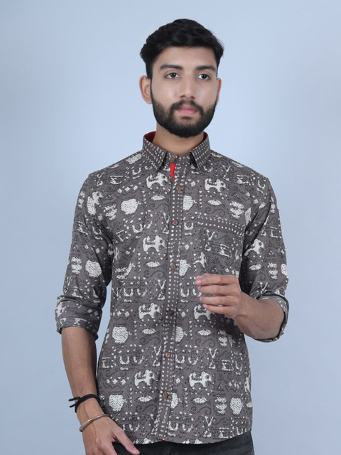 

Tistabene Men Brown Comfort Floral Printed Casual Shirt