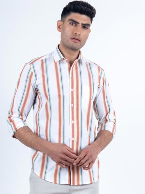 

Tistabene Men White Comfort Striped Casual Cotton Shirt