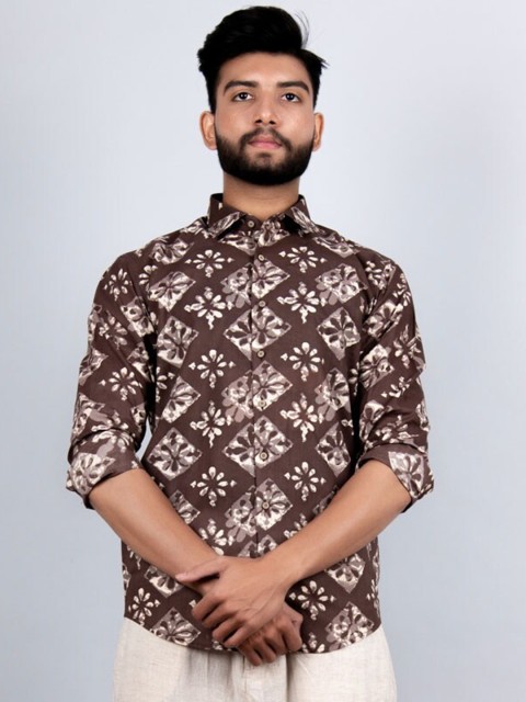 

Tistabene Men Brown Comfort Ethnic Motif Printed Casual Cotton Shirt