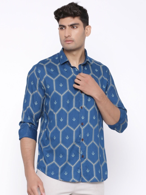 

Tistabene Men Blue Comfort Printed Casual Shirt