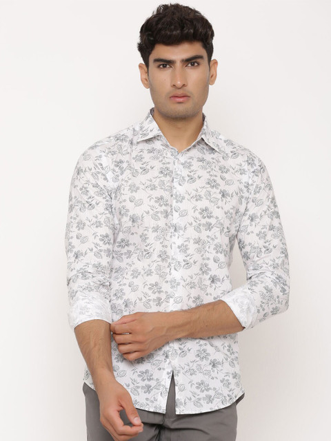 

Tistabene Men Grey Comfort Floral Printed Cotton Casual Shirt
