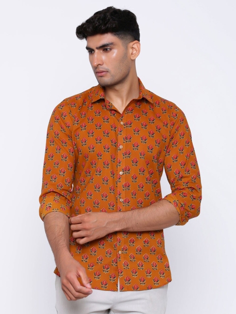 

Tistabene Men Rust Comfort Printed Casual Cotton Shirt