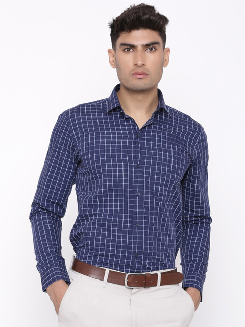 

Tistabene Men Blue Comfort Grid Tattersall Checks Checked Formal Cotton Shirt