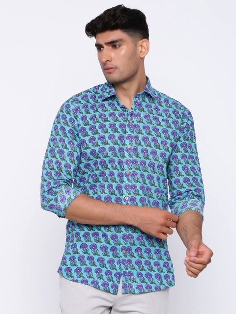 

Tistabene Men Blue Comfort Floral Printed Casual Cotton Shirt
