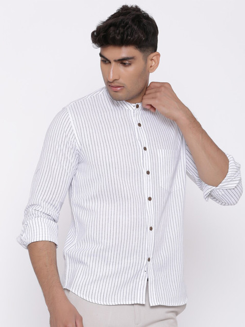 

Tistabene Men White Comfort Striped Casual Cotton Shirt