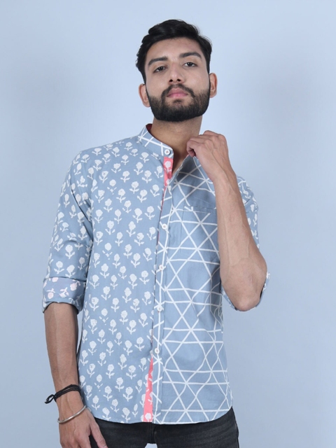 

Tistabene Men Blue Comfort Printed Casual Cotton Shirt