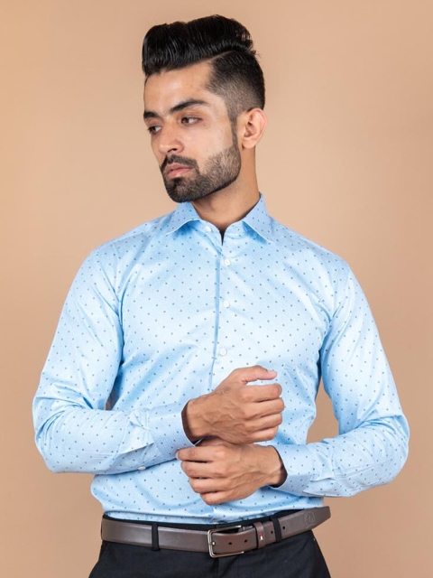 

Tistabene Men Blue Comfort Printed Formal Cotton Shirt