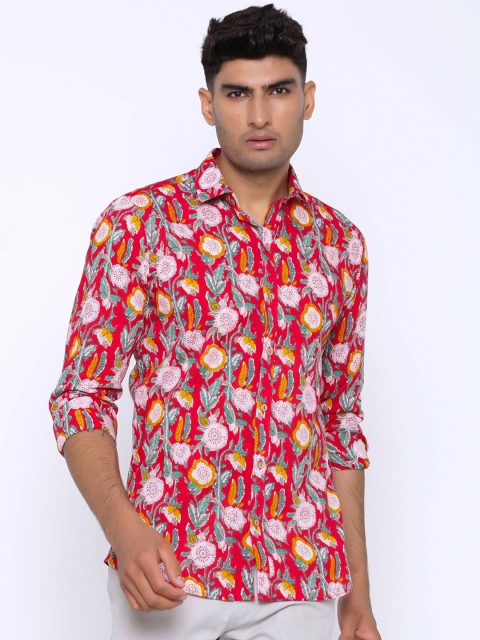 

Tistabene Men Red Comfort Floral Printed Casual Cotton Shirt