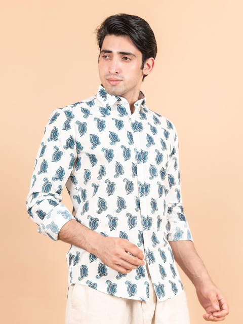 

Tistabene Men White Comfort Printed Casual Cotton Shirt