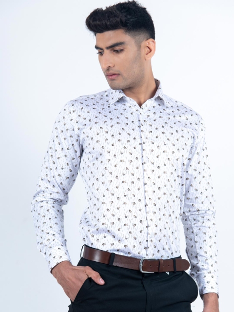 

Tistabene Men White Printed Comfort Formal Cotton Shirt
