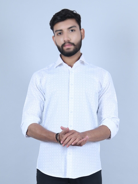 

Tistabene Men White Comfort Printed Casual Cotton Shirt