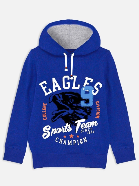 

Trampoline Boys Blue Printed Hooded Sweatshirt