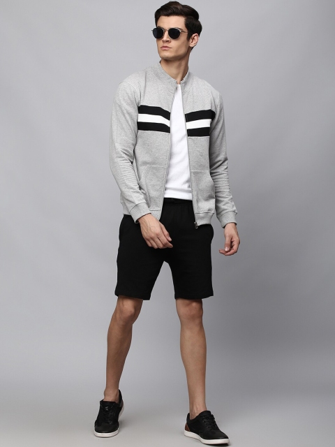 

High Star Men Teal Striped Hooded Sweatshirt