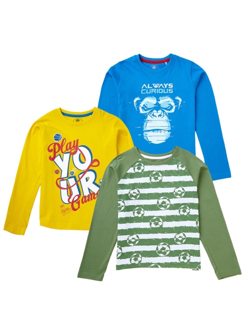 

Cub McPaws Boys Pack Of 3 Typography Printed T-shirt, Yellow