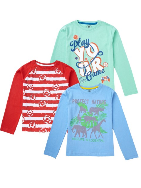 

Cub McPaws Boys Multicoloured Typography 3 Printed T-shirt, Multi