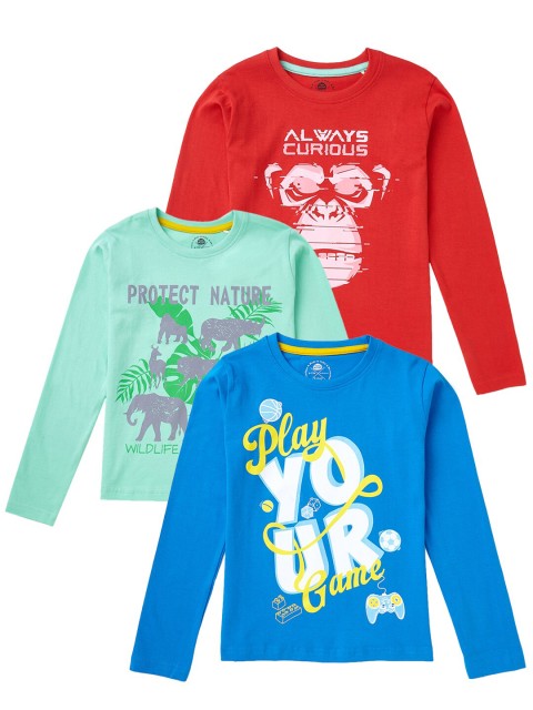 

Cub McPaws Boys Pack of 3 Blue & Green Printed T-shirt