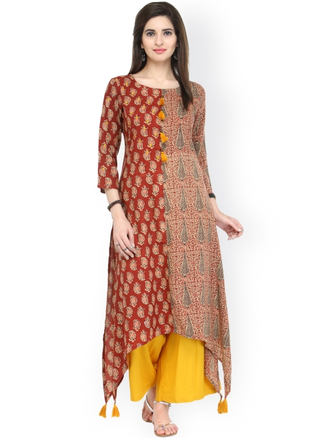 

Varanga Women Rust Red Printed A-Line Kurta