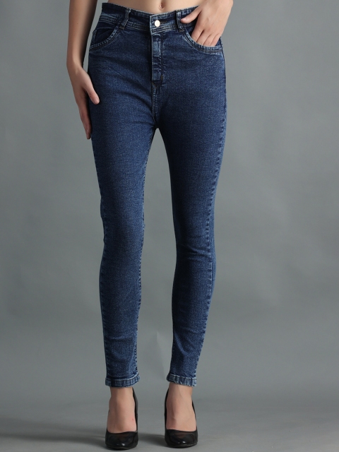 

POMPOUS Women Navy Blue Slim Fit High-Rise Stretchable Jeans
