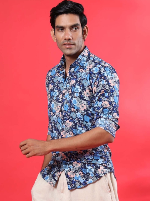 

Tistabene Men Blue Comfort Floral Printed Casual Shirt