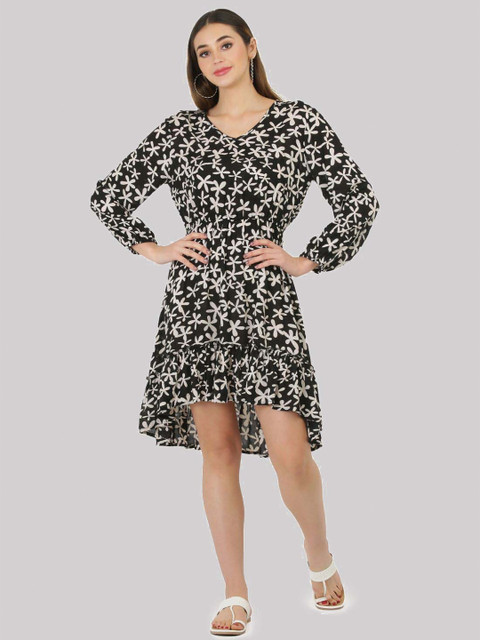 

SAAKAA Women Black Printed Floral Dress