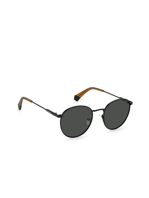 

Polaroid Unisex Grey Lens & Black Round Sunglasses PLD 6171/S 807M9 51-Black