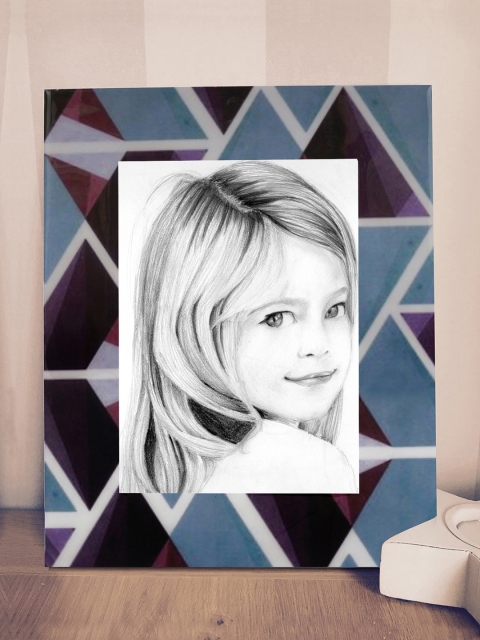 

RANGRAGE Grey & Purple Handcrafted Geometric Print Photo Frame