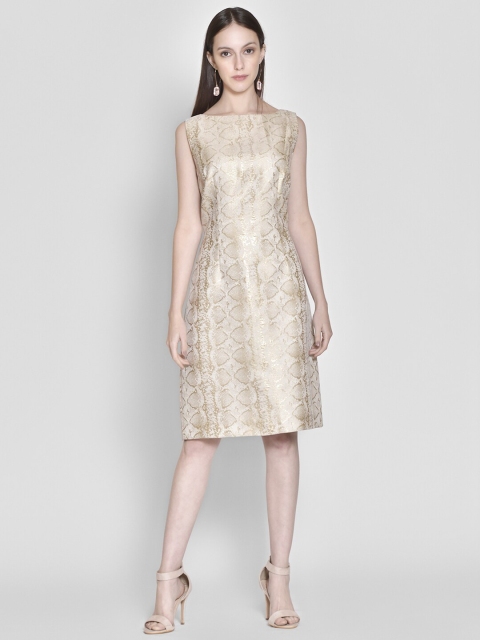 

250 DESIGNS Gold-Toned Georgette Sheath Dress