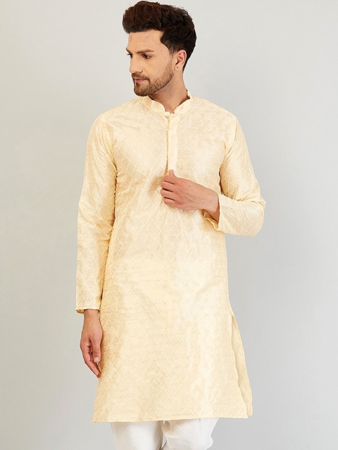 

Armaan Ethnic Men Cream-Colored Silk Embroidered Kurta