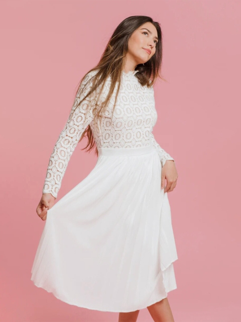 

BoStreet White Floral Fit and Flare Dresses